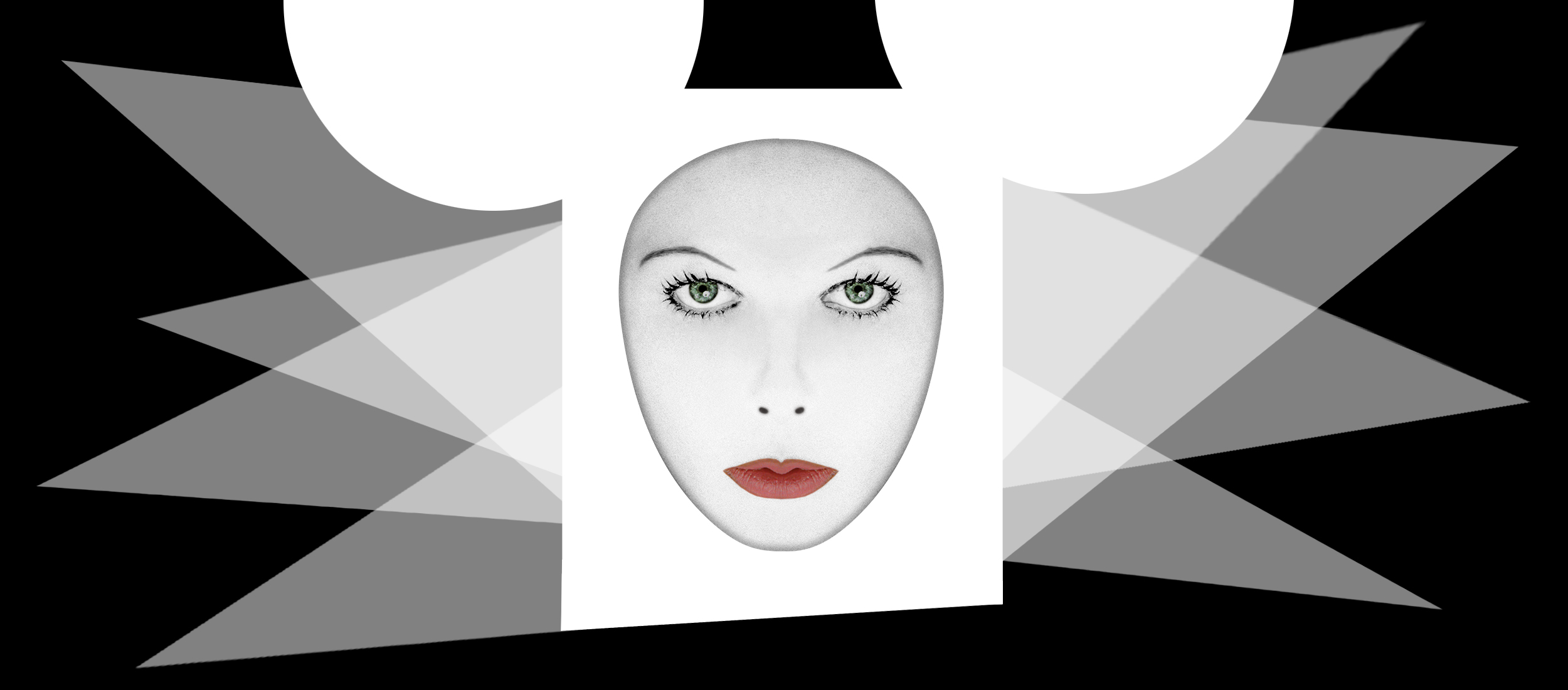 Art Digital, Portrait d'un visage blanc aux yeux verts encadré d'oreilles de Mikey